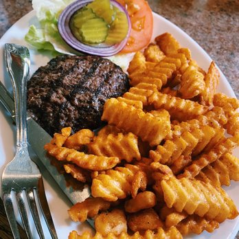 Bynee's - Hamburger (with no bun) and season fries. - New American Near Me - Ennis, Montana