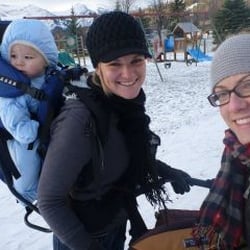 Snow Valley Motel - A couple of our fantastic babysitters taking the kids to the park on a great Fernie day.