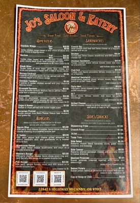 Menu photo 1 Jos Saloon Eatery Canby, OR Menu photo 1 Jos Saloon Eatery Canby, OR