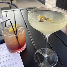 Manhattan type cocktail and pear martini Manhattan type cocktail and pear martini