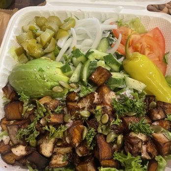 Falafel California - Mediterranean Salad before mixing. - Mediterranean Near Me - San Diego, California