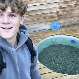 Hot tub that I definitely fit in (barely) (because I'm big)