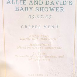 Custom menu provided by La Paris Creperie Custom menu provided by La Paris Creperie