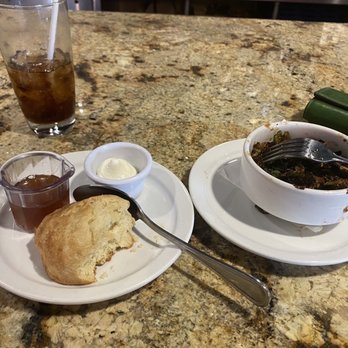 Megg's Cafe - A Biscuit with honey and butter -- and Crispy Brussels Sprouts - Bakeries Near Me - Temple, Texas