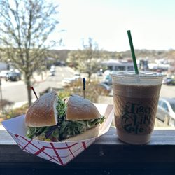 Tiger Lily Café - Grilled chicken & roasted veggie sandwich with a chocolate peanut butter frappe. Incredibly delicious.