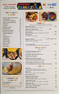 Menu photo 1 Birrias Tamazula Gresham, OR