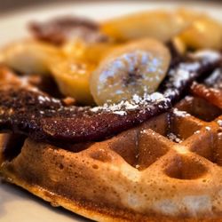 Jam Cafe - The Fat Elvis (waffle with caramelized banana, & famous Jam bacon)