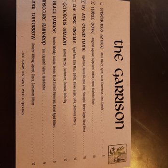 The Garrison - Menu - Cocktail Bars Near Me - Portland, Oregon The Garrison - Menu - Cocktail Bars Near Me - Portland, Oregon