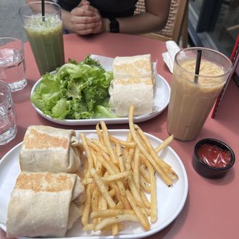 Shy Bird - Breakfast burritos (side of fries and salad), coffee and matcha - Diners Near Me - Boston, Massachusetts