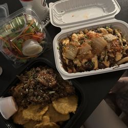 Rico Chow - Pastelon Stir Fry with Tostones and Beef Korean Loaded Fries, so yum!