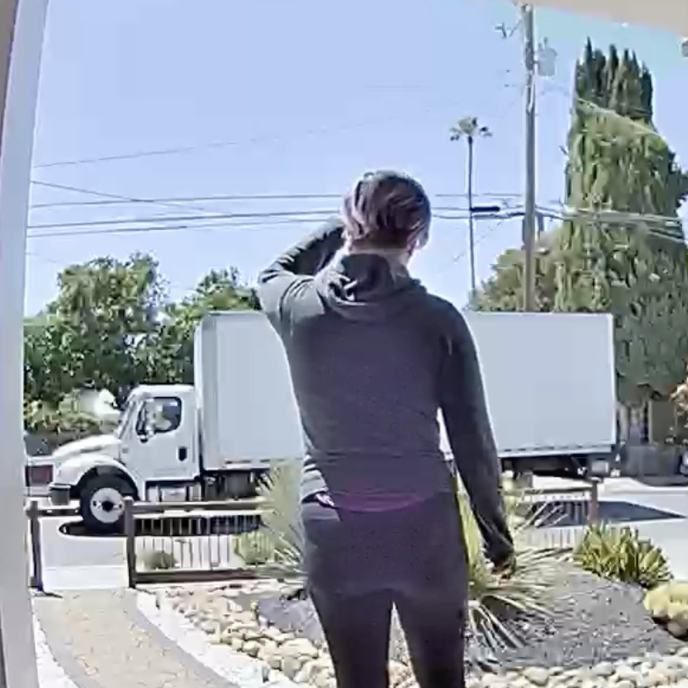 Waving at the Best Buy truck which ignored us for several minutes before driving away.