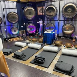 Chiron Acutherapeutics - Studio set up for sound bath session.