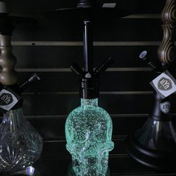 Heavenly Smoke Shop - Skull hookah glow at night. Upgraded to two hoses