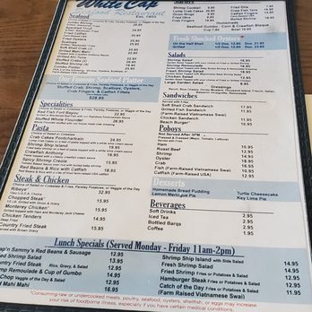White Cap Seafood Restaurant - the menu - Seafood Near Me - Gulfport, Mississippi White Cap Seafood Restaurant - the menu - Seafood Near Me - Gulfport, Mississippi