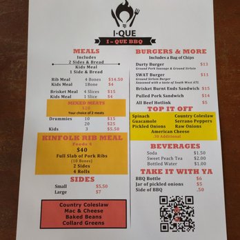 I Que BBQ - Menu sheet - Barbeque Near Me - La Mesa, California I Que BBQ - Menu sheet - Barbeque Near Me - La Mesa, California