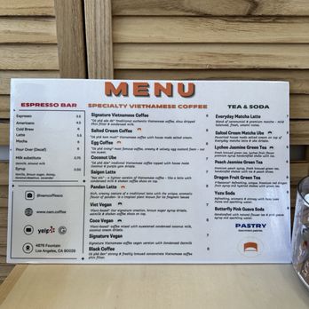 Nam Coffee - Menu 8/2024 - Coffee & Tea Near Me - Los Angeles, California Nam Coffee - Menu 8/2024 - Coffee & Tea Near Me - Los Angeles, California