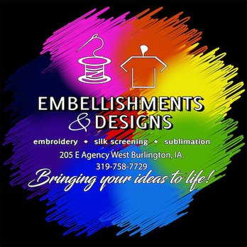 Embellishments & Designs - Embroidery & Crochet Near Me - West Burlington, Iowa Embellishments & Designs - Embroidery & Crochet Near Me - West Burlington, Iowa