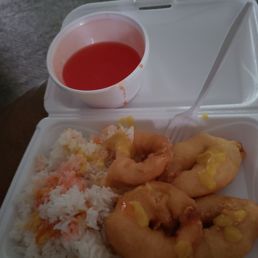 Sweet and sour shrimp/ white rice