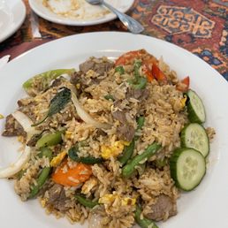 Basil fried rice. I added beef to it.