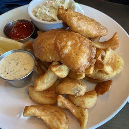 Fish n chips. Additional fish would've been $5 per piece Fish n chips. Additional fish would've been $5 per piece