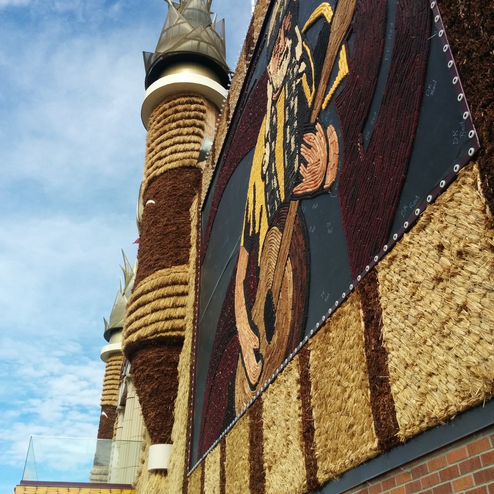Corn Palace - Half-completed corn mural. - Museums Near Me - Mitchell, South Dakota