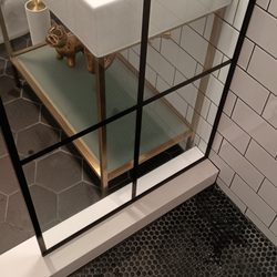 Belmore Glass & Mirror - Black Grid Glass. Diptech Technology HMI