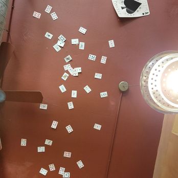 Waldo Pizza - Playing cards stuck to the ceiling - Pizza Near Me - Kansas City, Missouri Waldo Pizza - Playing cards stuck to the ceiling - Pizza Near Me - Kansas City, Missouri