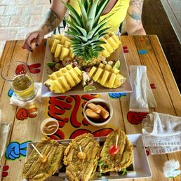 Seafood stuffed pineapple
