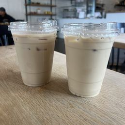Iced Lavender Latte ($6, March 2025), Iced Latte ($5.5 March 2025) Iced Lavender Latte ($6, March 2025), Iced Latte ($5.5 March 2025)