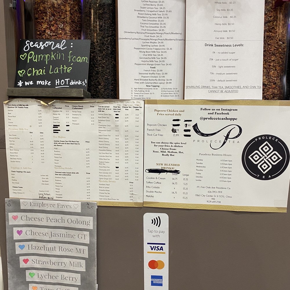 Prolece Tea - Menu November 2020 - Bubble Tea Near Me - Pasadena, California Prolece Tea - Menu November 2020 - Bubble Tea Near Me - Pasadena, California