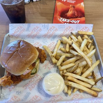 Atomic Wings Williamsburg - #8 Nashville Chicken Sandwich Combo - Chicken Wings Near Me - Williamsburg, Virginia Atomic Wings Williamsburg - #8 Nashville Chicken Sandwich Combo - Chicken Wings Near Me - Williamsburg, Virginia