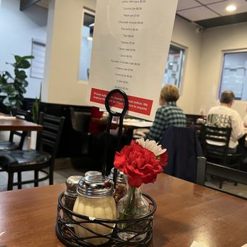 Piccolino - Dessert menu, condiments, and real flowers - Italian Near Me - Santa Fe, New Mexico