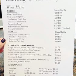 Hunting Creek Vineyards - Wine Menu