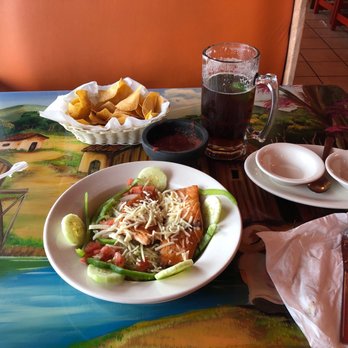 Monte De Ray - Salmon salad with side of olive oil and a side of vinegar for the salad greens & - Mexican Near Me - Clemmons, North Carolina