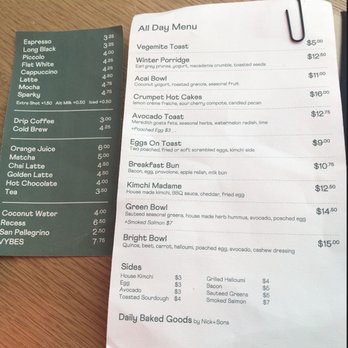 Bright Side - Menu (Jan 2020) - Cafes Near Me - Brooklyn, New York