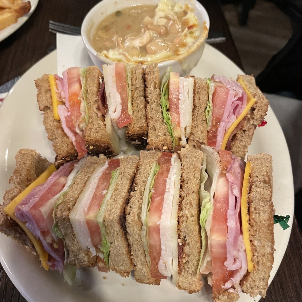 Union Jack Pub - Club sandwich with white chili, chicken side - Pizza Near Me - Indianapolis, Indiana Union Jack Pub - Club sandwich with white chili, chicken side - Pizza Near Me - Indianapolis, Indiana