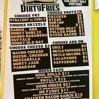 Dirty Fries - Menu board - Juice Bars & Smoothies Near Me - Greensboro, North Carolina