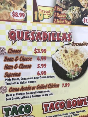 Menu photo 2 Victor's Taco Shop Fairborn, OH