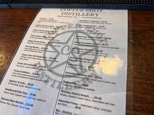 Menu photo 3 Copper Shot Distillery Bastrop, TX