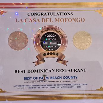 La Casa Del Mofongo - Voted the Best Dominican Restaurant for 2022 in Palm Beach County - Caribbean Near Me - West Palm Beach, Florida