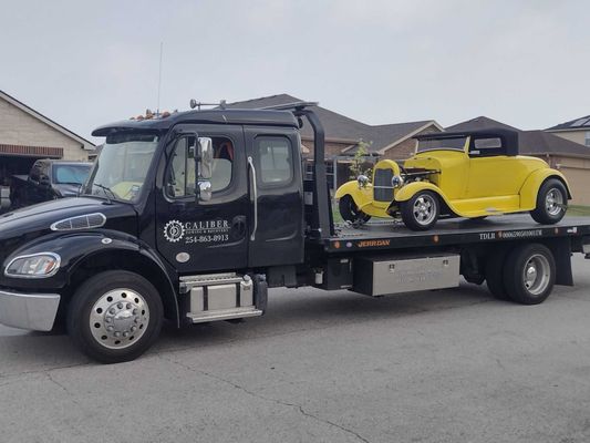Towing & Recovery - Experiencing a car breakdown is one of the worst nightmares for any motorist. Fortunately, when you find yourself stranded with a broken-down vehicle on the side of the road, there is no need to panic or stress. Simply call Caliber Towing & Recovery. We offer professional towing and roadside assistance services in Central Texas and are at your service 24-hours a day, seven days a week. Following are some of the towing and emergency roadside solutions we offer to our valued customers:

*Emergency Towing & Fast Car Accident Response
*Classic Car Towing
*Motorcycle Towing
*Winchout Towing Services
*Equipment & Container Towing