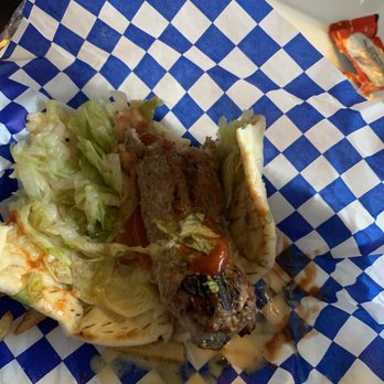 Baghdad Restaurant - 3/4 eaten Beef Kafta Kabob - Middle Eastern Near Me - Denver, Colorado
