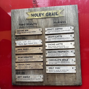 Holey Grail Donuts - Menu of donuts - Vegan Near Me - Hanalei, Hawaii