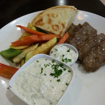 Cafe Moderno - Lamb gyro entree with grilled veggies and tzatiziki - Cafes Near Me - Montclair, California