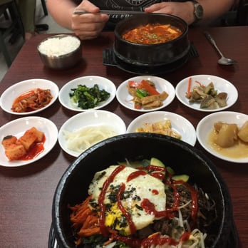 Always Spring Restaurant - Bibimbop and Kimchi Soup with tofu and pork - so happy - Korean Near Me - Beaverton, Oregon
