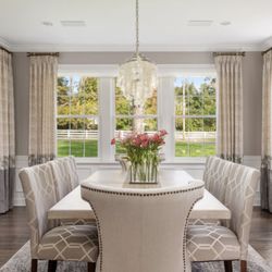 Window Magic Drapery and Design - dining room color blocked panels with special banding.