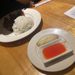 The lunch item on the top of the menu. It came with a spring roll and sweet and sour soup. The lunch item on the top of the menu. It came with a spring roll and sweet and sour soup.