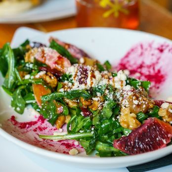 Three Notch'd Craft Kitchen & Brewery - Charlottesville - Roasted Beet Salad: purple & golden beets, feta cheese, candied walnuts, blood orange segments, arugula, & a caramelized orange vinaigrette - Brewpubs Near Me - Charlottesville, Virginia Three Notch'd Craft Kitchen & Brewery - Charlottesville - Roasted Beet Salad: purple & golden beets, feta cheese, candied walnuts, blood orange segments, arugula, & a caramelized orange vinaigrette - Brewpubs Near Me - Charlottesville, Virginia