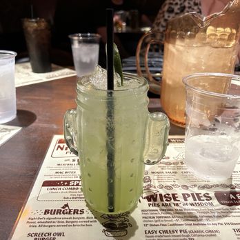 Night Owl Pizza & Drinks - Saguaro Slammer in eclectic little glass (server informed us that these do not sell here however you can find them on Amazon) - Pizza Near Me - Scottsdale, Arizona Night Owl Pizza & Drinks - Saguaro Slammer in eclectic little glass (server informed us that these do not sell here however you can find them on Amazon) - Pizza Near Me - Scottsdale, Arizona