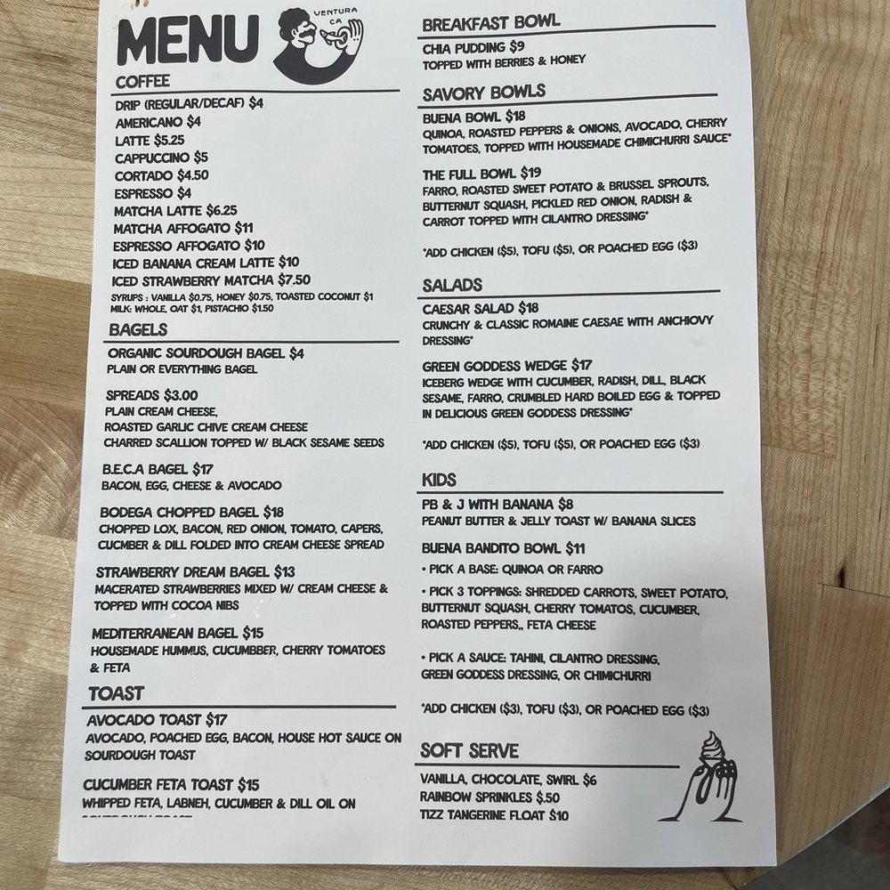 Buena Bodega - Menu 3/2026 - Coffee & Tea Near Me - Ventura, California